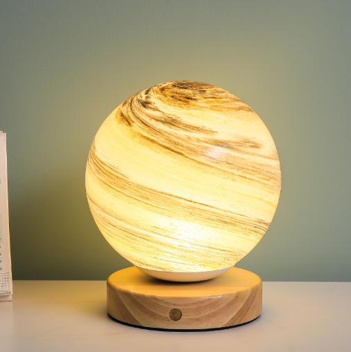 Planeet glazen lamp maan Planeet lamp decoratie slaapkamer nachtkastje nachtlampje Creatief verjaardagscadeau oplaadbaar bureaulamp tafellamp