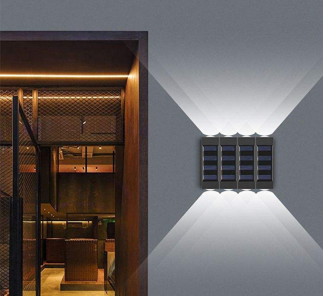 6LED Moderne zonnelamp kan worden gemonteerd in de tuin, hal, buitenlamp, opladen op zonne-energie, Pathway Yard, Patio Steps, Heklampen
