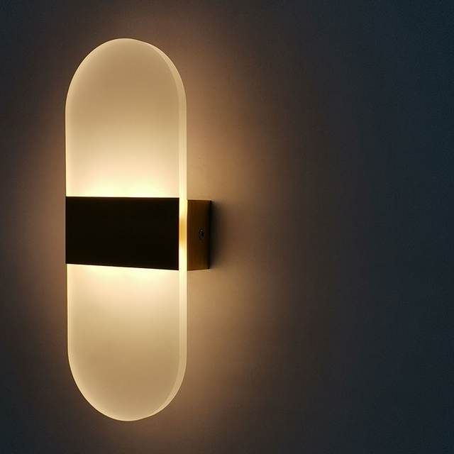 6W Ovale Wandlamp Acryl Wandlamp Rechthoekige Wandlamp LED Wandkandelaars AC85-265V Indoor Aluminium Ronde Vorm Lichten Wandlamp voor Woonkamer Slaapkamer Hotel Restaurant Verlichting