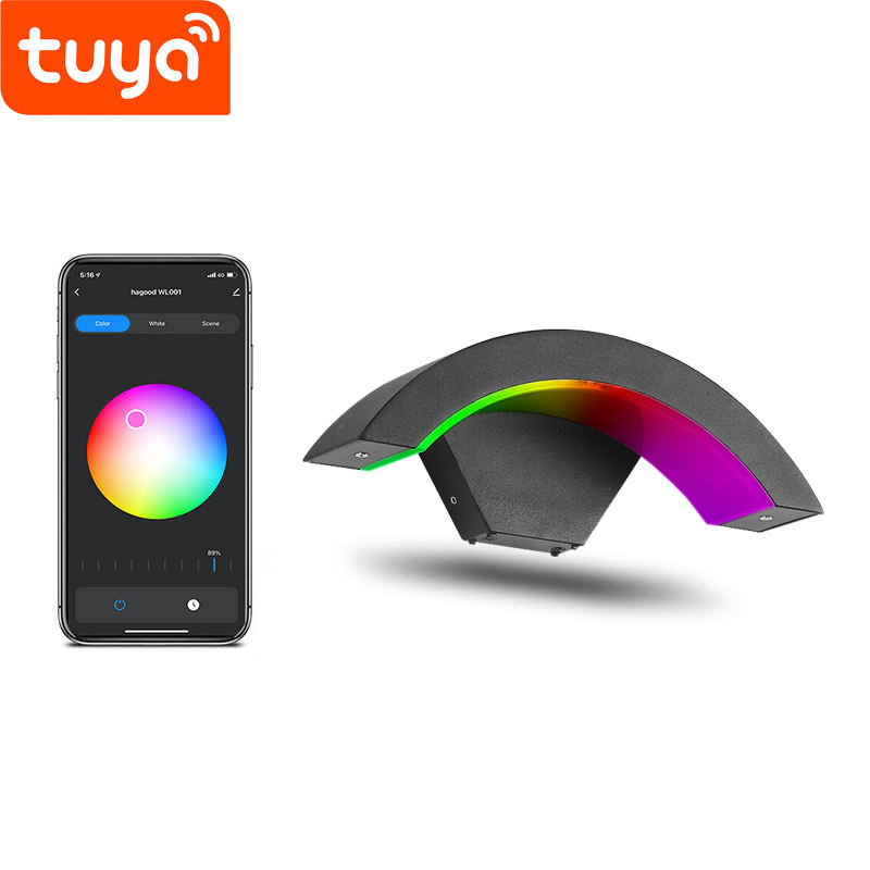 Tuya Controller APP Smart Life Outdoor Led-verlichting Wandkandelaar Verstelbare Surface Mount Black Cube Wandlamp