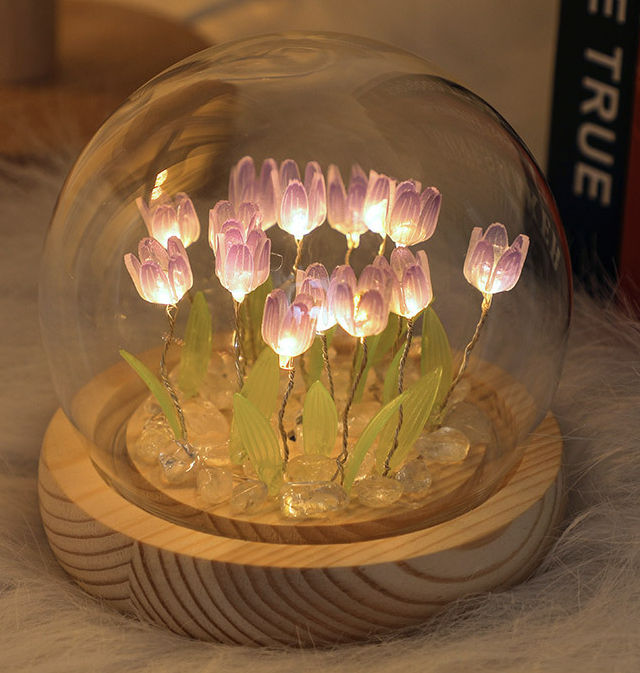 Handgemaakte Tulp Nachtlampje Warmtekrimpbare Film DIY Materiaal Kunstbloem Tulp Nachtlampje Home Decor Cadeau voor Gitlfriend