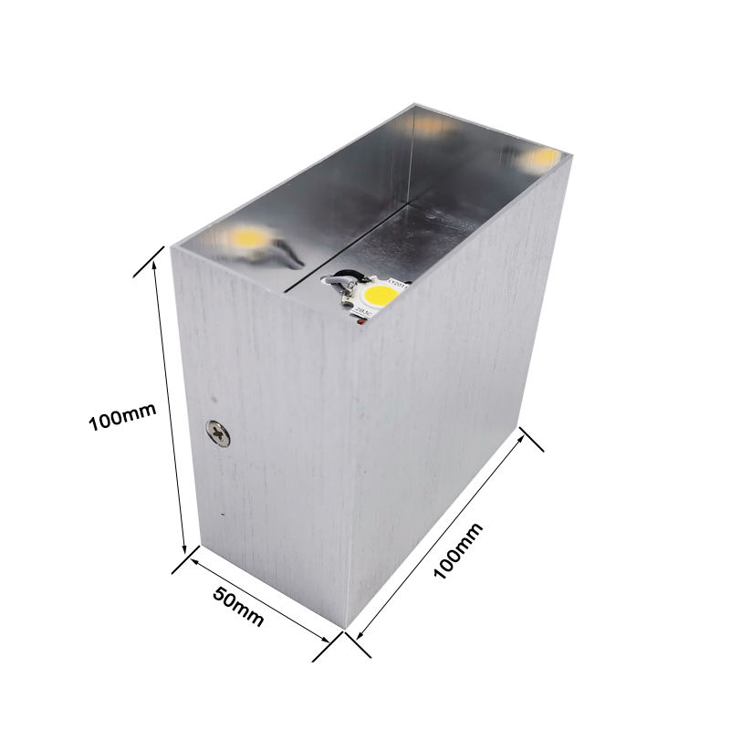 6W COB wandlamp aluminium schaal wandlamp zilveren wandlamp vierkant omhoog en omlaag verlichting wandlamp indoor led-verlichtingsarmaturen