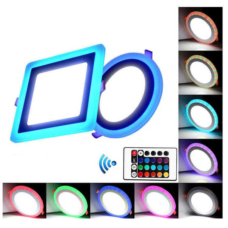 6W 9W 16W 24W Led Plafond Verzonken Paneel Licht Painel Lamp Woondecoratie Ronde Vierkante led Panel Downlight Blauw + Wit