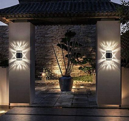 Solar wall wash lamp Zonne-buitenverlichting zonne-buiten wandlampen Tuin Decoratief Gazon Licht Waterdicht Binnenplaats Pad Landschap Zonne-tuin Gazon Licht China fabriek