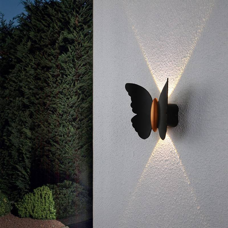 6w vlindervormige buitenwandlamp IP65 waterdicht voor decoratief tuinlicht