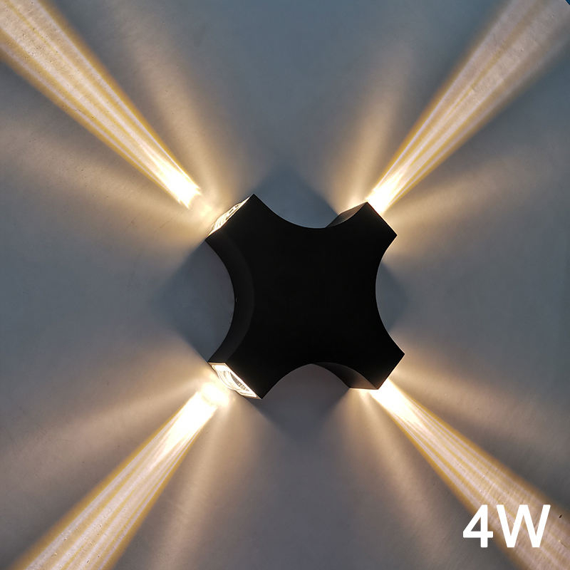 4W Dwarsbalk nachtlampje nachtlampje Industriële decoratie RGB led wandlamp tuin badkamer IP65 up down lights