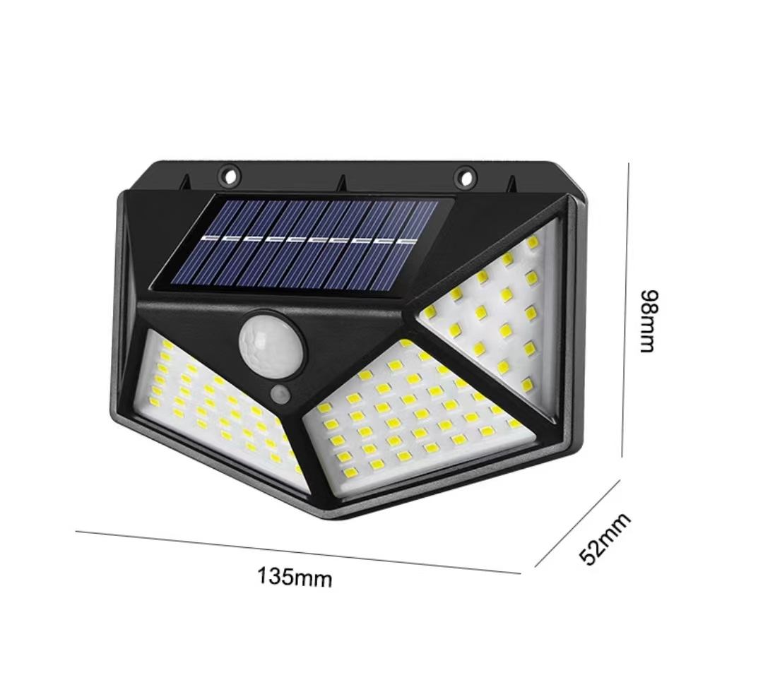 100 LED Solar Wandlampen Outdoor Solar Lamp Bewegingssensor Zonne-energie Zonlicht Straatlantaarn voor Tuinverlichting