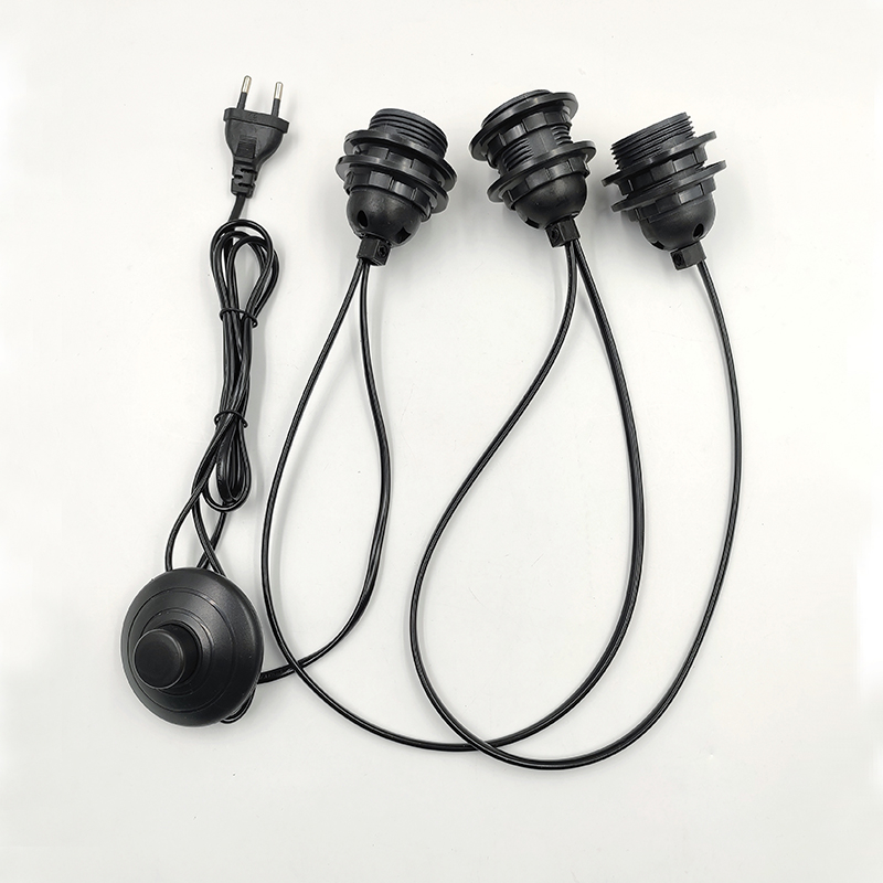 E27 Full Tooth Lamp Holder Himalayan Wire Plug Salt Lamp Holder 317 Switch EU / US Plug Three Lamp Holders