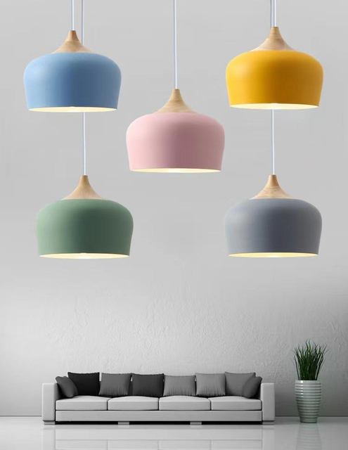 Nordic eetkamer kroonluchter drop plafond verlichting creatieve led inbouw plafond verlichting slaapkamer studie woonkamer Macaron kleur bar lamp indoor kroonluchter lamp