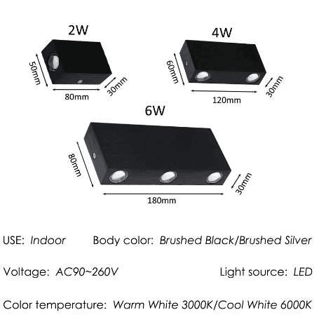 2W / 4W / 6W / 10W / 12W led buiten wandkandelaar led wandverlichting zwarte wandlamp buitendecoratie wandlamp geborsteld oppervlak slaapkamer woonkamer gang gangpad eenvoudig