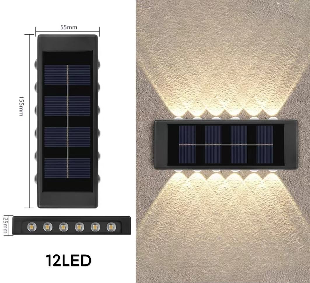  6LED op en neer zonne-wandlamp buitendecoratie tuin binnenplaats huis wandlamp waterdichte lichtgevende buitenartikelen