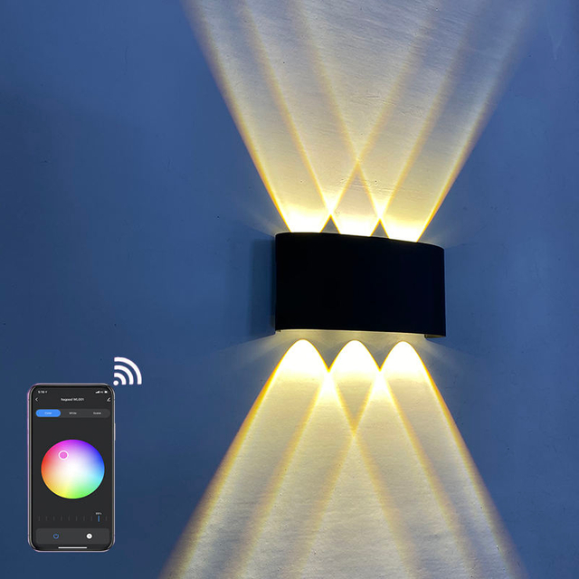RGBW APP Controle Smart Light Boogvormige Outdoor Waterdichte Up en Down LED Smart Wandlamp Aluminium Moderne Wandkandelaar Verlichting Wandlamp