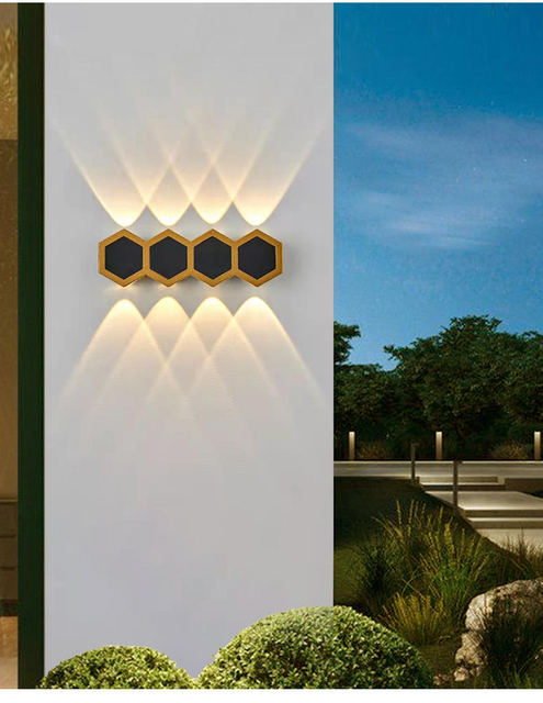 2W 3W 5W 6W 7W 8W Tuin Wandlamp Wandlampen Led honingraat Goud Zwart Licht omhoog en omlaag Lichtgevend Lichaam Lamp Verlichting Stijl Modern Kantoor