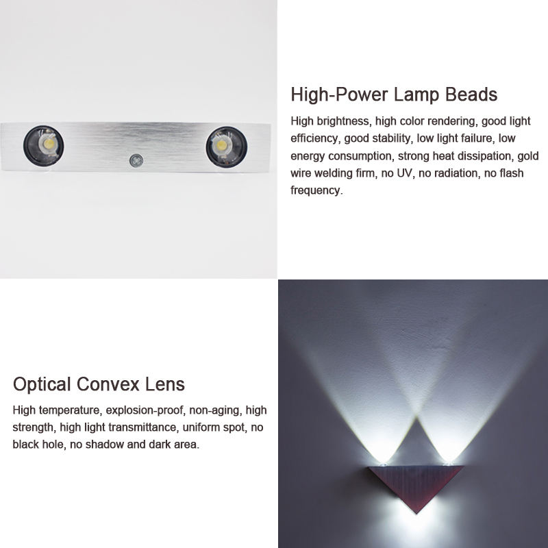 3W9W Moderne Driehoek Indoor Wandgemonteerde LED wandlamp Aluminium voor Home Decoration wandlamp armatuur
