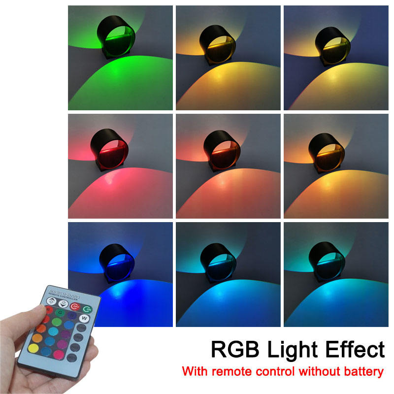 5W RGB Circle Ring-wandlamp voor decoratie binnenshuis, feller licht Zwart/witte LED-wandlamp omhoog en omlaag licht