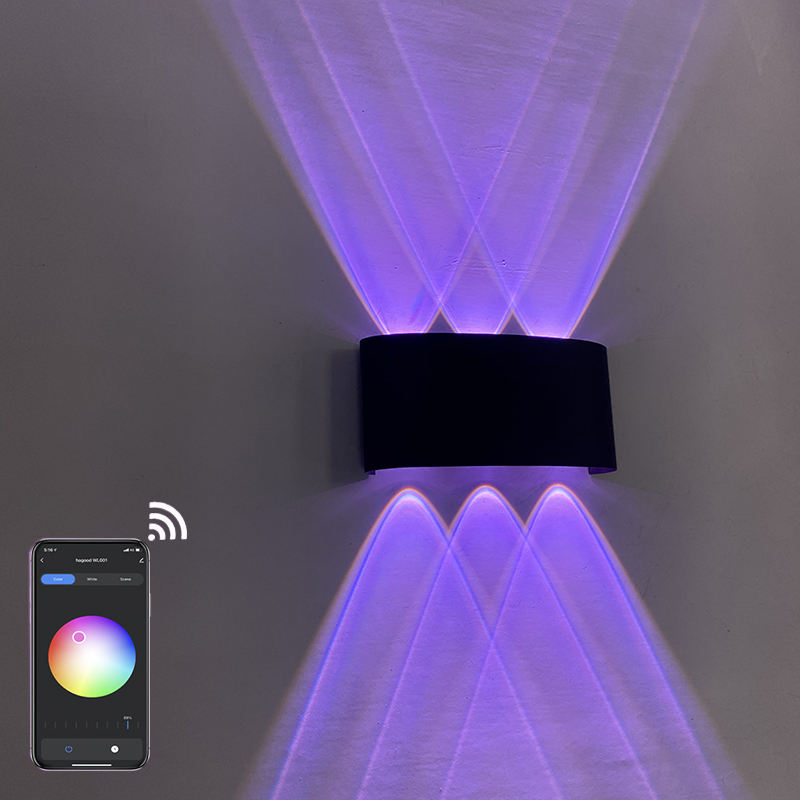 6W RGBW APP Controle Boogvormige Outdoor Waterdichte Up en Down LED Smart Wandlamp Aluminium Moderne Wandkandelaar Verlichting Wandlamp