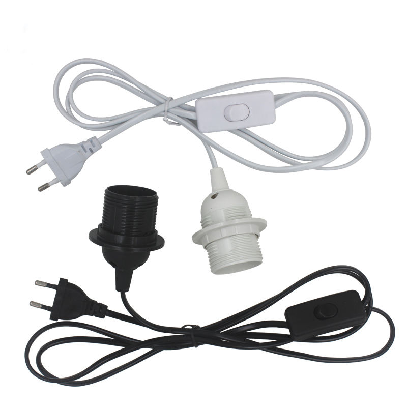 AU EU US plug 1.8 m Netsnoer Kabel E27 volledige tand lamphouder Base met 303 schakelaar draad voor Hanger LED Lamp