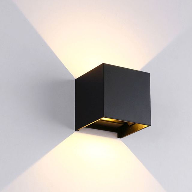 12W Geborstelde Outdoor Led Blaker Bewegingssensor Wandlamp Kubus IP65 Wandlamp