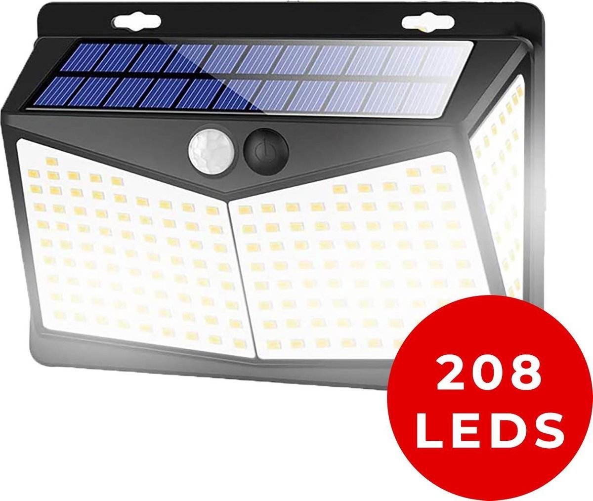 Solar buitenlamp met bewegingssensor Solar wandlamp 208 LED waterdichte tuinverlichting met sensor voor buiten