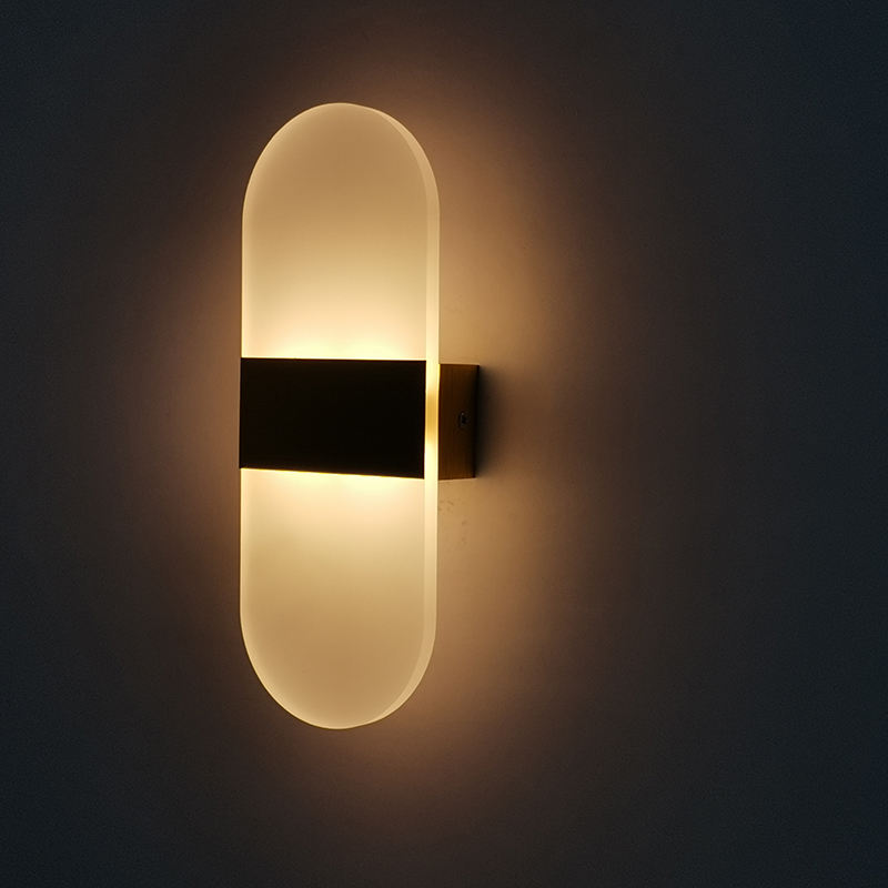 6W Ronde hoek Zwart Acryl wandlamp slaapkamer traplamp achtergrond wandlamp voor LED wandlamp hotel decoratie