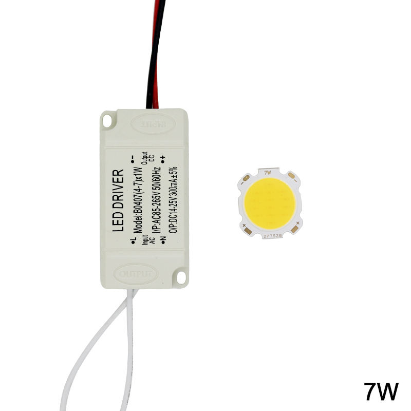 1 set 3W 5W 7W 10W 12W 15W 20W 25W 30W COB led chip board panel voor led spotlight lamp + Plastic Shell LED voeding driver