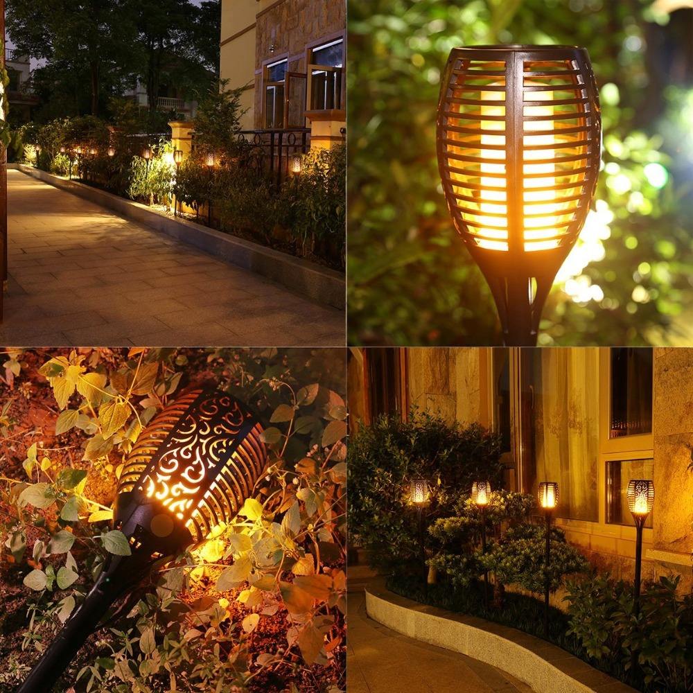 Outdoor Led Zonne-verlichting Flikkerende Dansende Vlam Zaklamp Zonne-verlichting Waterdichte Lamp Voor Tuin Decoratie Landschap Gazon Pad
