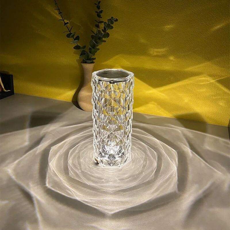 Amazon Luxe Acryl Moderne Transparante Led Touch Control Kristal Nachtkastje Lamp Licht Oplaadbaar Romantisch Diner Licht