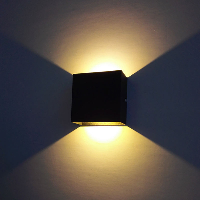 Cube CoB 6W LED Up Down Wandkandelaar AC85-265V Slaapkamer Nachtkastje Kubus Wandlamp Indoor Aluminium Decoratie Verlichting armatuur
