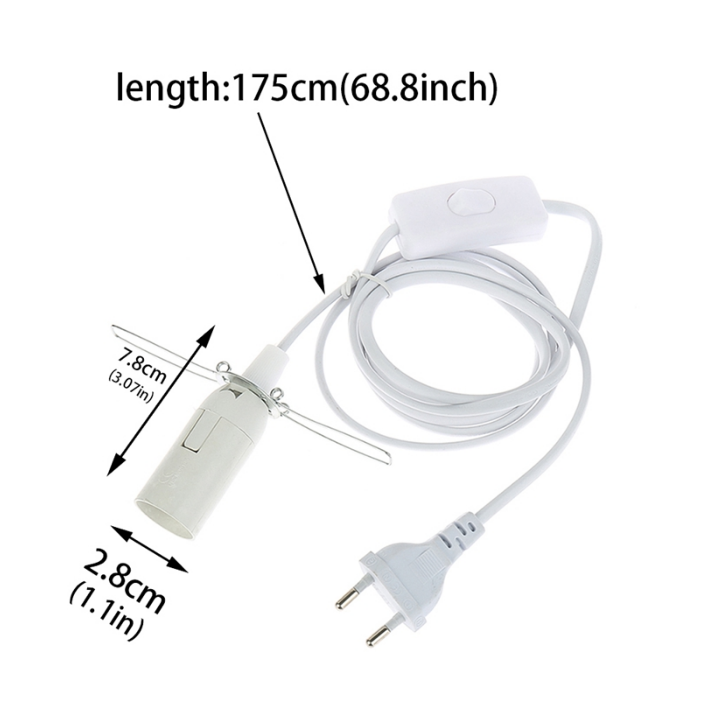 1.8 m Netsnoer Kabel E14 E27 Lampvoeten EU Plug Met Schakelaar Draad Voor Hanger LED Lamp E14 hanglamp Schorsing Socket Houder