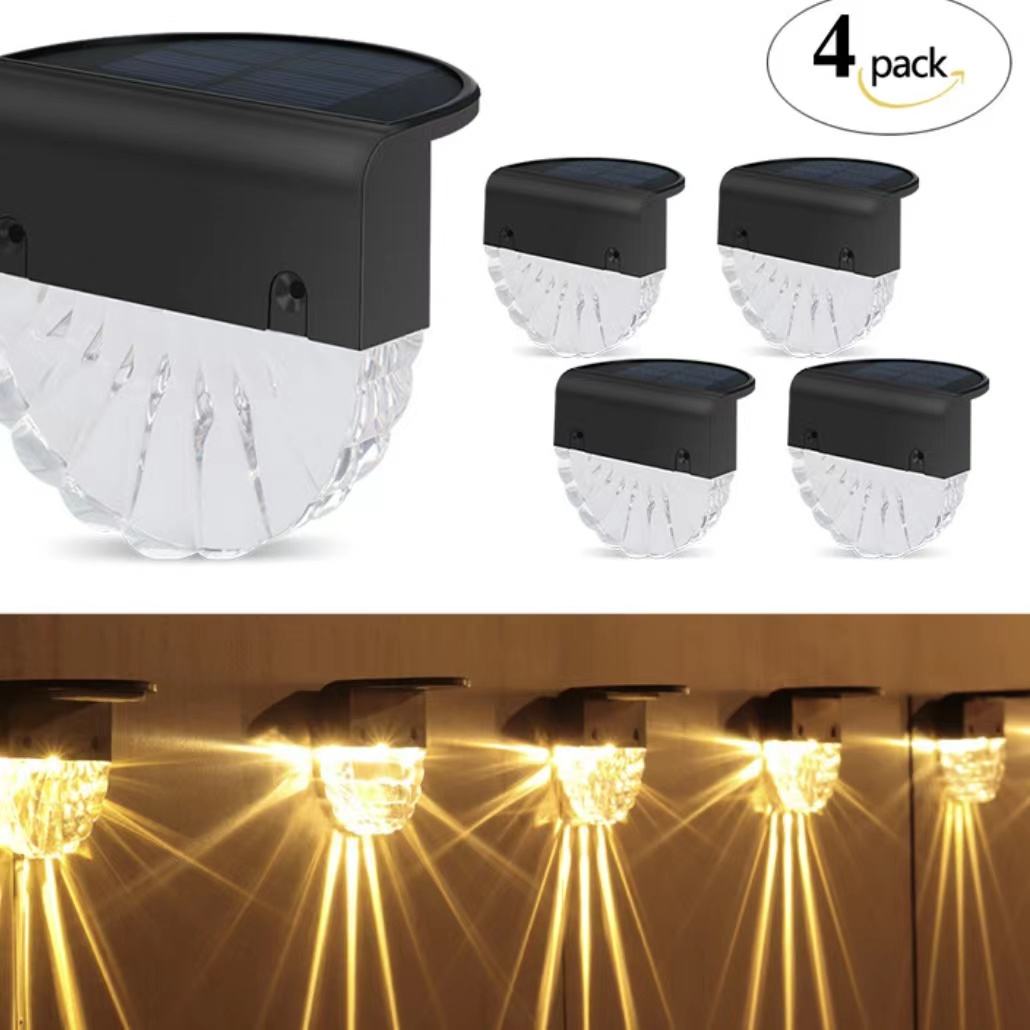 Warm Wit + RGB LED Solar Lamp Path Trap Outdoor Tuinverlichting Zonne-energie Balkon Licht Decoratie voor Patio Trap Hek goederen