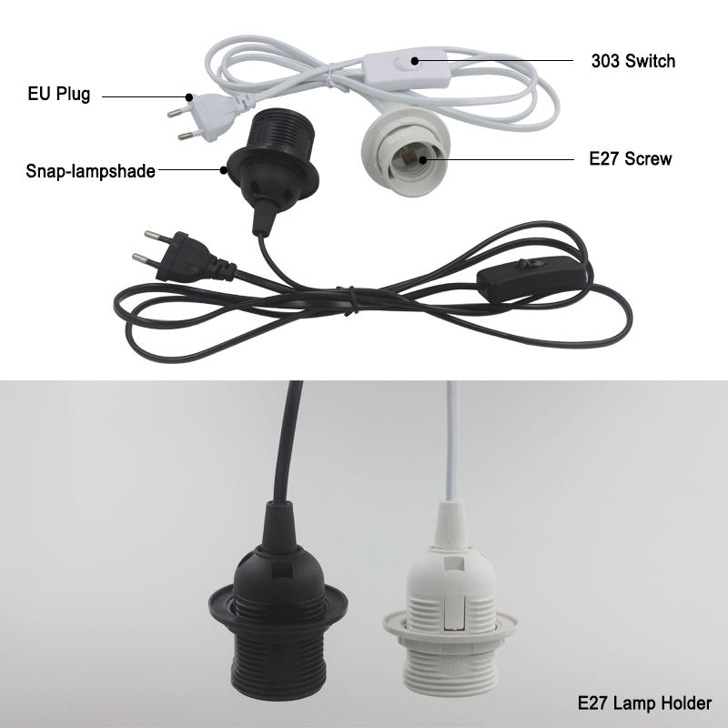 1.8 M Lijn Lengte E27 LED Lamp Socket a250V 4A 303 Aan/Uit Lamphouder Adapter Converter voor LED Licht Schorsing Socket Houder