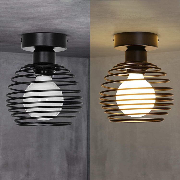 interieur vintage ijzeren e27 plafondverlichting armaturen voor gang gangpad indoor retro led plafondlamp voor slaapkamer woonkamer zwart