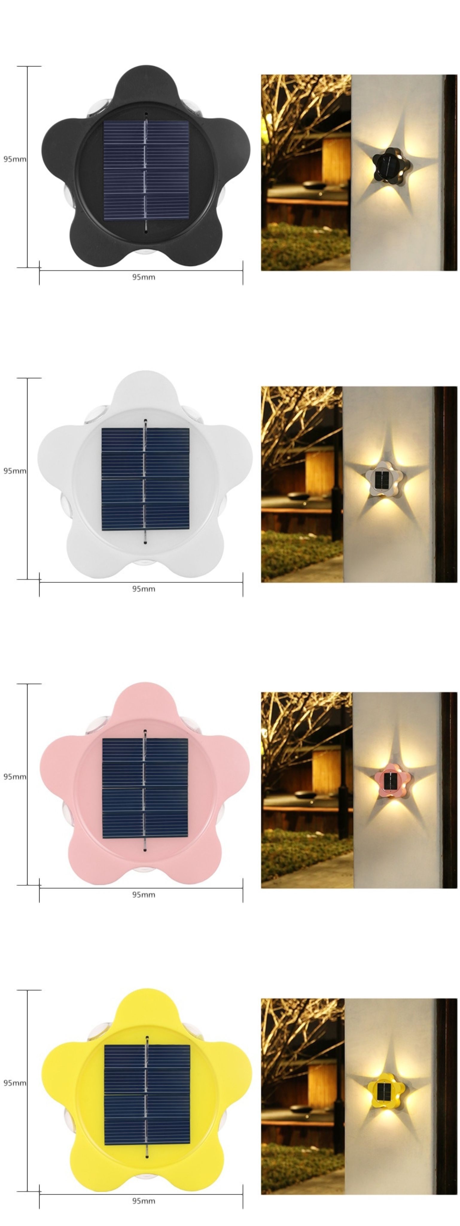Solar wandlamp buiten waterdicht huishouden tuin terras balkon, sfeer decoratie pruimenbloesem nachtlampje