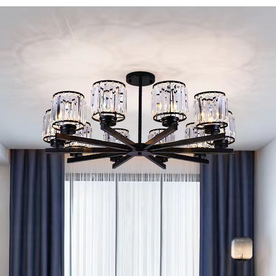 70W moderne kroonluchters kristallen kroonluchter slaapkamer plafondverlichting zwarte led hanglamp Scandinavisch design aluminium moderne lichtgevende lampverlichting woonkamer inpakkamer plafondlamp