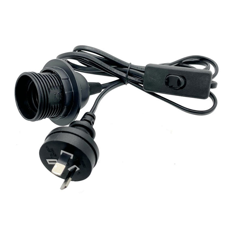 AU EU US plug 1.8 m Netsnoer Kabel E27 volledige tand lamphouder Base met 303 schakelaar draad voor Hanger LED Lamp