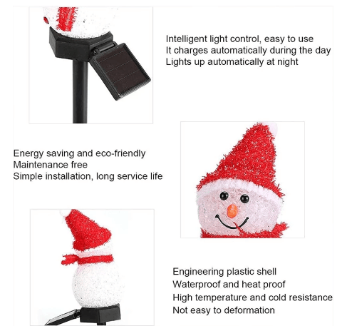 Kerst LED-verlichting op zonne-energie Sneeuwpop Tuindecoratie Waterdicht Licht Buiten Postlamp Gazon Landschap Led-verlichting op zonne-energie 2023