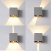 12W Geborstelde Outdoor Led Blaker Bewegingssensor Wandlamp Kubus IP65 Wandlamp