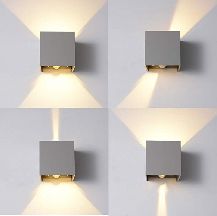 12W Geborstelde Outdoor Led Blaker Bewegingssensor Wandlamp Kubus IP65 Wandlamp