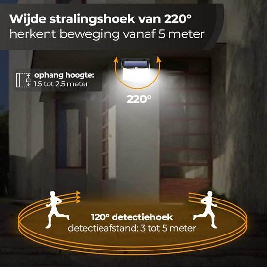 Solar buitenlamp met bewegingssensor Solar wandlamp 208 LED waterdichte tuinverlichting met sensor voor buiten