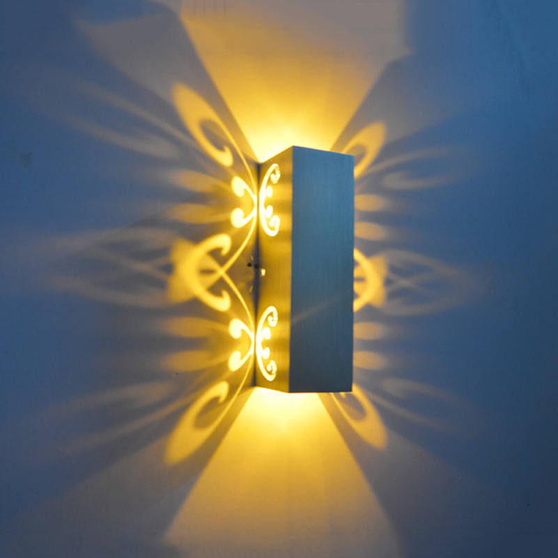 Nieuwe collectie 6W dubbele Butterfly Aluminium led-wandkandelaar voor binnenwandlampen Beauty Room bloem achtergrond nachtlampje