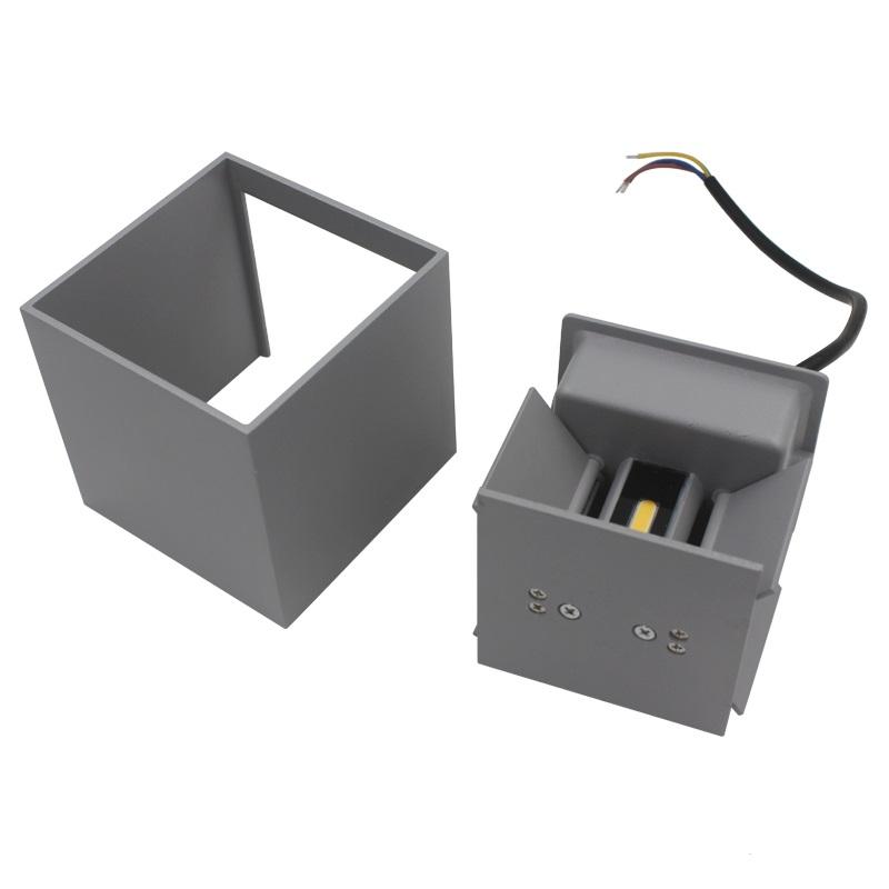 Grijze IP65 verstelbare wandgemonteerde LED wandlamp buiten Cube Sconce Lighting