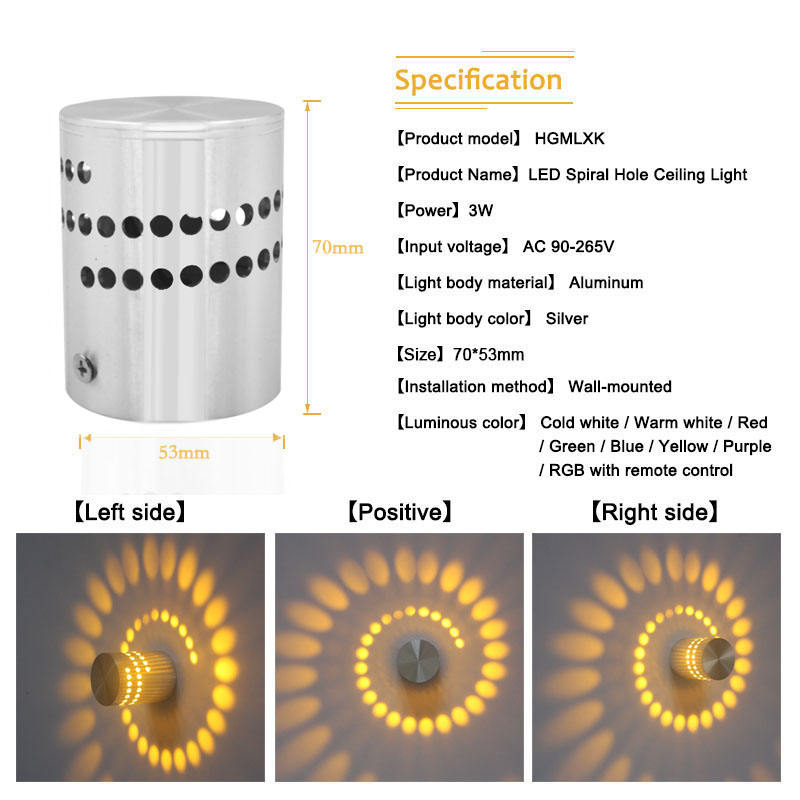 Best verkopende 3W AC85 ~ 265V aluminium wandmontage indoor decoratielamp RGB LED-nachtlampje met controller LED-wandlamp modern