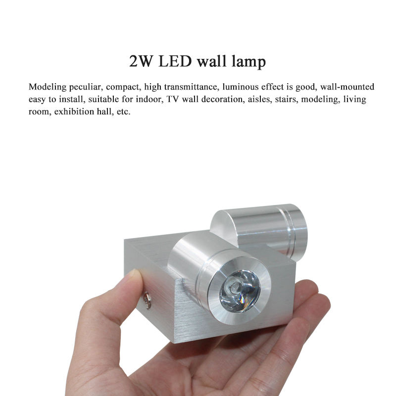 2W wandlamp rechts en beneden verlichting aan de muur gemonteerde aluminium kleurrijke LED-blaker binnen gedecoreerd voor slaapkamer woonkamer dans