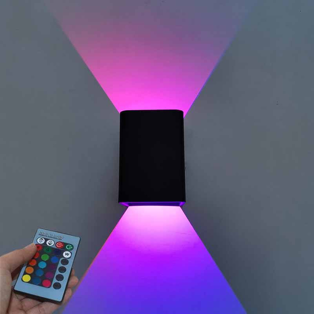 Moderne LED Up en Down Wandlamp RGB met Controller Slaapkamer Bedlampjes Decoratie Wandlamp AC85-265V Industriële Projectverlichting