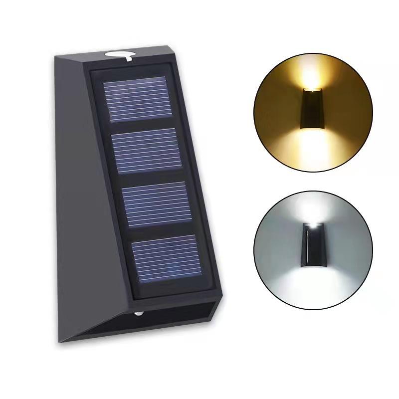 Nieuwe trapeziumvormige solar wandlamp up en down wandlamp buiten IP65 waterdichte lamp voor binnentuin