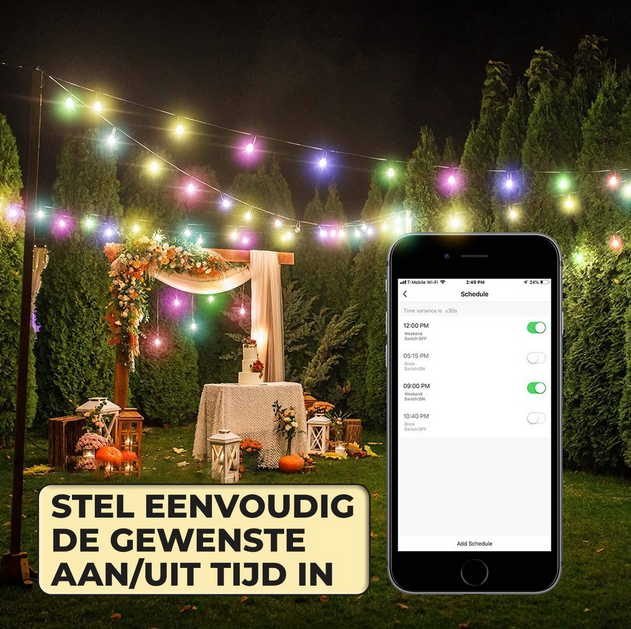 Slimme tuinverlichting 15m RGB tuinsfeer verlichting draad smartphone bediening E27 stekker fabrikant directe verkoop