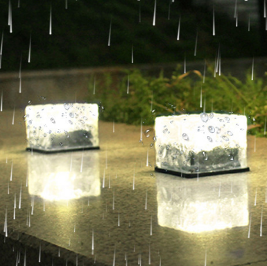 Kleurrijke zonne-verlichting ijsvormig licht buiten led-lichtmuur Zonne-tegellamp vierkante lamp ijsvormig decoratief licht zonne-begraven lamp IP65 waterdichte stap buitendecoratie