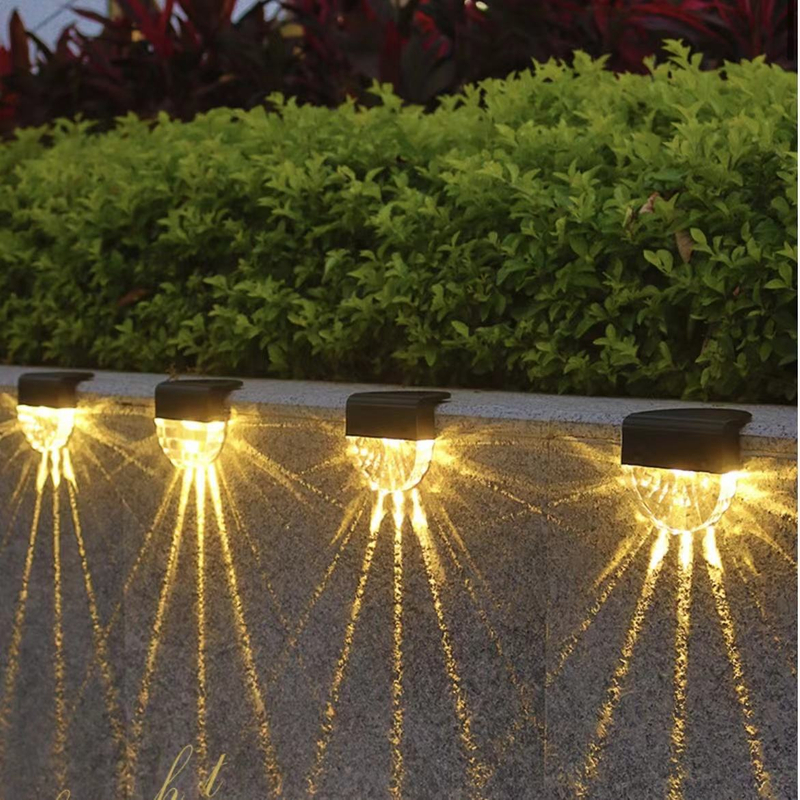 Warm Wit + RGB LED Solar Lamp Path Trap Outdoor Tuinverlichting Zonne-energie Balkon Licht Decoratie voor Patio Trap Hek goederen