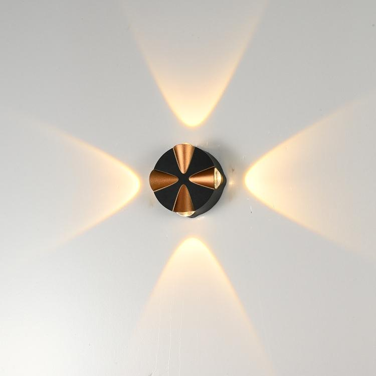 IP65 Kubus Verstelbare Opbouw Outdoor Led-verlichting, Outdoor Waterdichte LED wandlamp zwart en goud wandlamp
