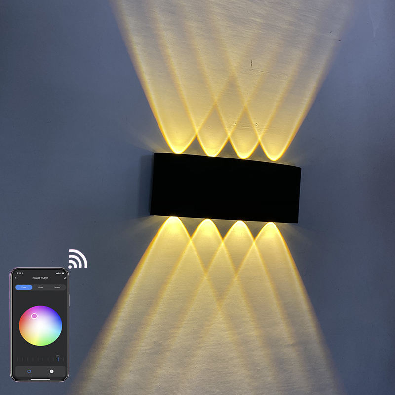 RGBW APP-bediening Boogvormige app-gestuurde buitenlampen Buiten Waterdicht op en neer LED Smart Wandlamp Aluminium Moderne wandkandelaar verlichting Wandlamp